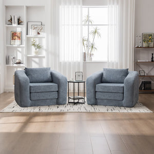 English Elm 40" Chenille Cloud Floor Chair Convertible Sleeper Sofa Lounge for Dorm Apartment Bedroom Light Blue W3118P388897