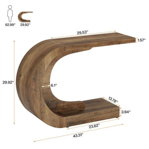English Elm Contemporary Wave Silhouette Console Table Slim Engineered Wood Entryway Accent T3971P448043