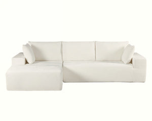 English Elm Cozyform Convertible Sectional Sofa In Ivory Corduroy - Plush, Space-Saving Sleeper For Modern Living B2735P359715