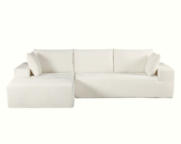 English Elm Cozyform Convertible Sectional Sofa In Ivory Corduroy - Plush, Space-Saving Sleeper For Modern Living B2735P359715