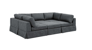 English Elm 6-Piece Upholstered Sectional Sofa - Reversible Modular Design, Family-Friendly Comfort & Style B343S00016