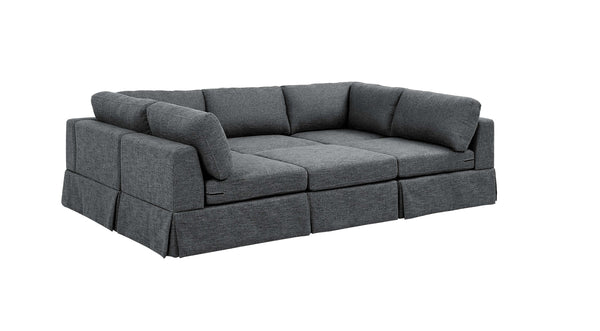 English Elm 6-Piece Upholstered Sectional Sofa - Reversible Modular Design, Family-Friendly Comfort & Style B343S00016
