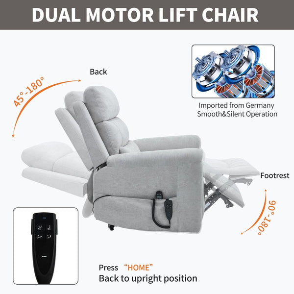 English Elm Dual Motor Power Lift Recliner with Massage Heat and Leatherair Upholstery 350 Lb W3224S00020