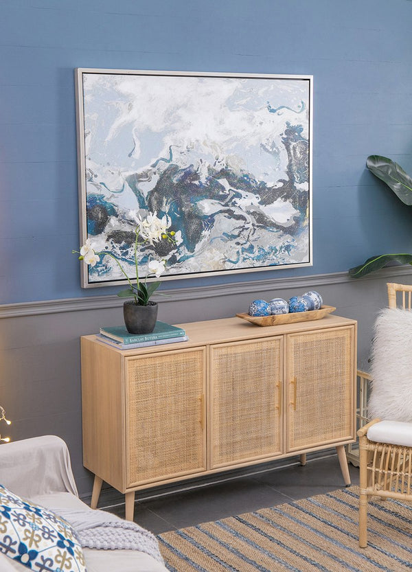 English Elm 47.2X35.4" Cerulean Seas Hand-Painted Wall Art - Stunning Ocean-Inspired Décor For Any Room W2078P313339