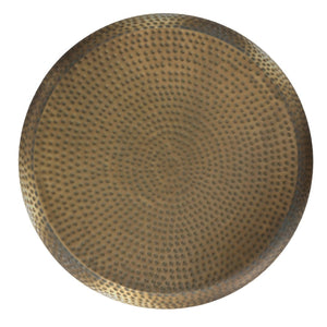 English Elm Preston Hand-hammered Iron Drum Coffee Table Antique Gold Sculptural Living Room Accent B136P429084