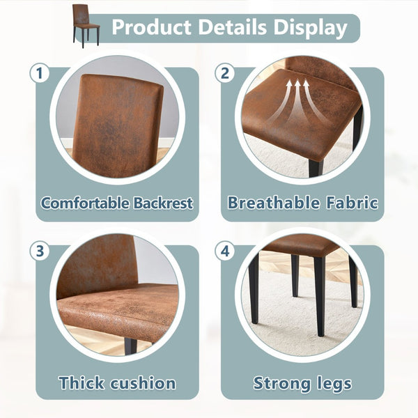 English Elm Four Modern Upholstered Dining Chairs Brown Faux Leather Foam Cushion Metal Legs W1151P357625