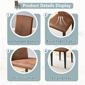 English Elm Four Modern Upholstered Dining Chairs Brown Faux Leather Foam Cushion Metal Legs W1151P359268
