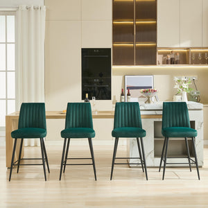 English Elm Adjustable Velvet Bar Chairs Set Of 2 – Stylish Green Upholstered Seating For Kitchen & Dining Spaces W3615P340681