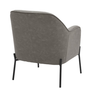 English Elm Daniella Modern Accent Chair with Bucket Seat and Metal Legs, Faux Leather Upholstery Comfortably Stylish Grey B202P223486