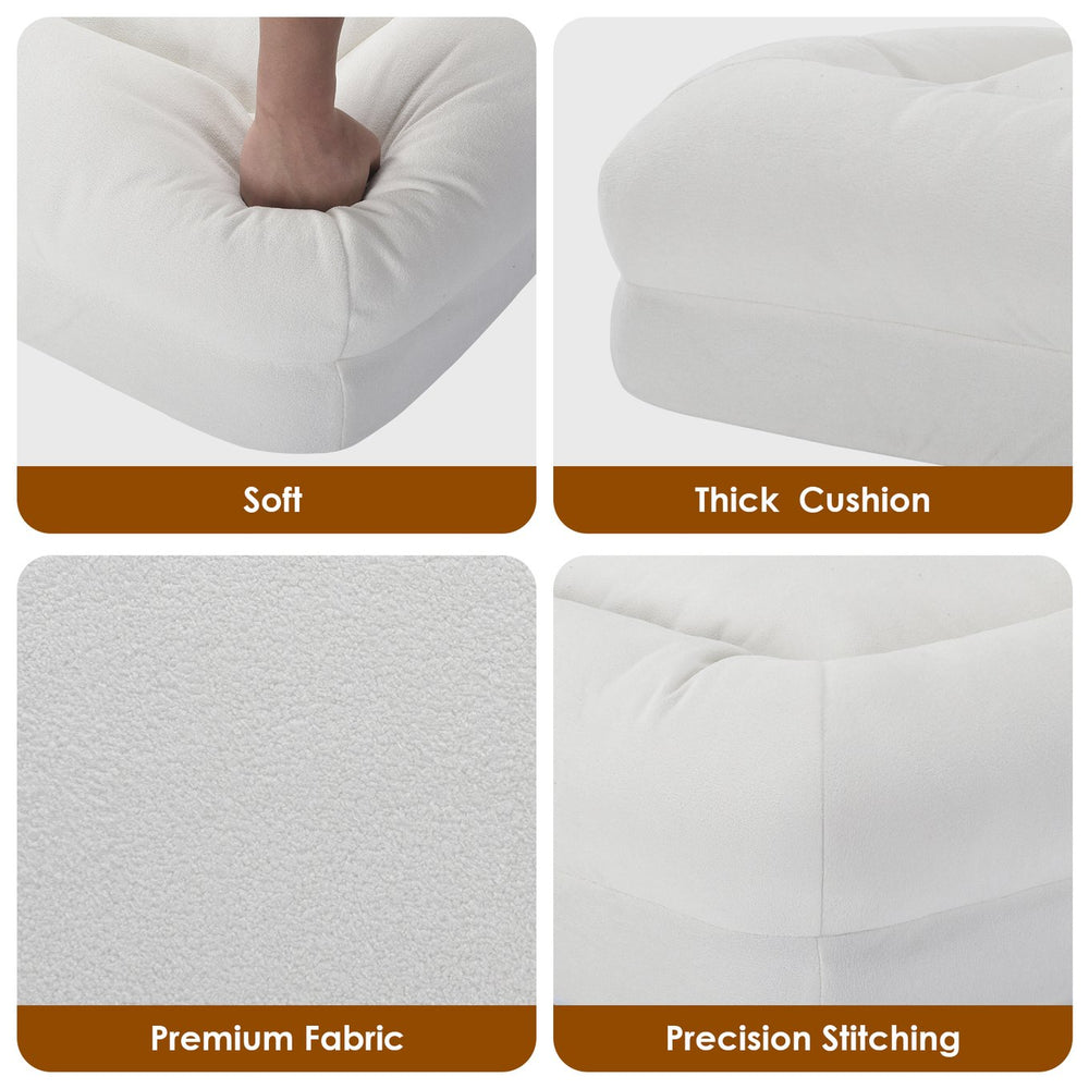 English Elm Bean High-Density Sponge Bean Bag Sofa with Waist Support, Linen White Ergonomic Lounger for Adults T3623P409175