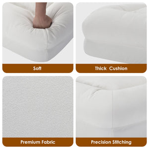 English Elm Bean High-Density Sponge Bean Bag Sofa with Waist Support, Linen White Ergonomic Lounger for Adults T3623P409175