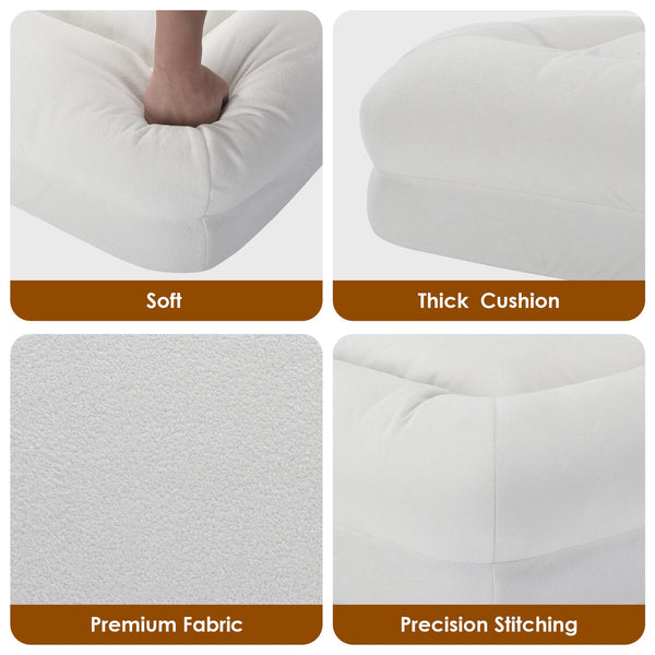 English Elm Bean High-Density Sponge Bean Bag Sofa with Waist Support, Linen White Ergonomic Lounger for Adults T3623P409175