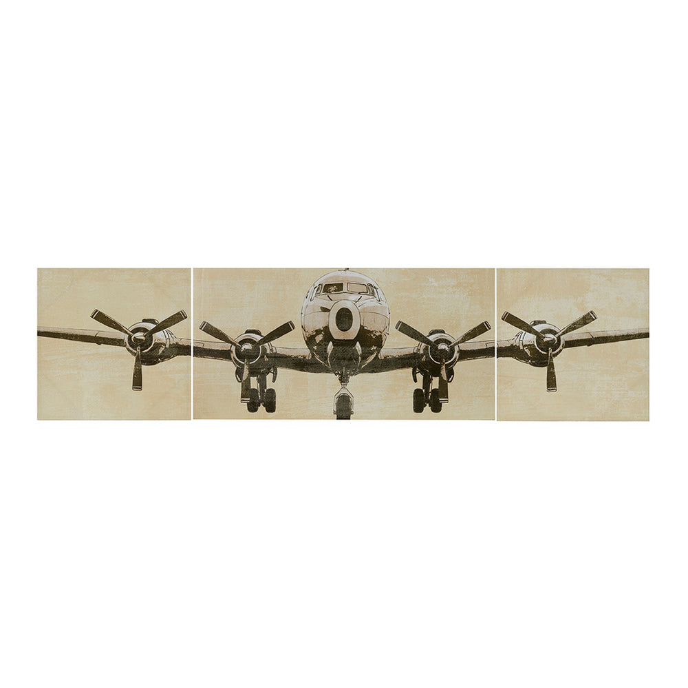 JLA Home Intelligent Design - Triptych Flight Time 3-Piece Canvas Wall Art Set by Doug Hernandez — Gloss Gel Coat, Ready-to-Hang Decor ID95C-0027