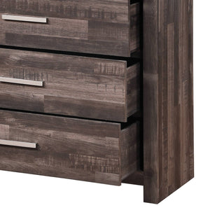English Elm Juniper six-drawer dark cherry dresser with plank-pattern frame, sturdy sled base and smooth glides for organized, timeless bedroom storage Dark Brown 52 L x 18 W x 37 H B2726P257371