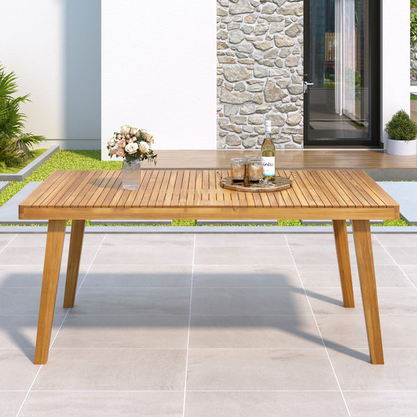 English Elm Christopher Knight Home® - 69" Acacia Wood Outdoor Dining Table with Slatted Top for Easy Drainage, Durable 300 lb Capacity, Stylish Patio Entertaining Natural N779P234500N