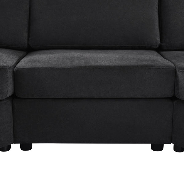 English Elm Christopher Knight Home® - 3-seater Curved Chenille Sofa with Plush 7.5" Seat Cushions and Two Pillows for Stylish Living Black N763S000020B