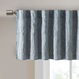 Madison Park Andora Transitional Faux Silk Embroidered Window Valance MP41-4571 Blue