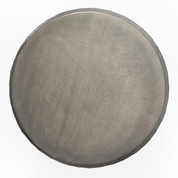 English Elm Nellie Cast Aluminum Side Table in Graphite Finish — Handcrafted Convex Drum Design, 22" x 22" x 22.5" B136P239044