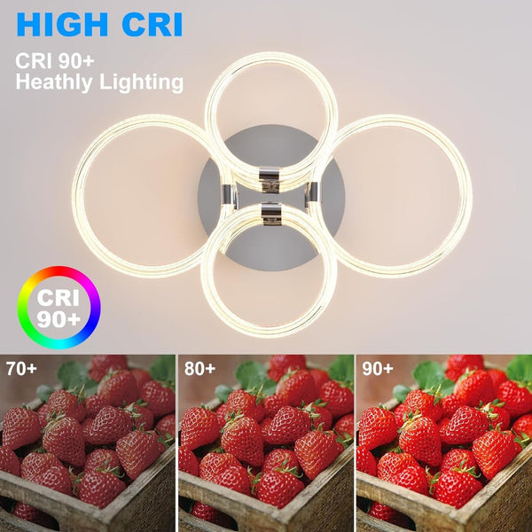 English Elm Modern Acrylic Ring Flush Mount Led Fixture Dimmable Remote Six Rings Four Heads T3177P283987