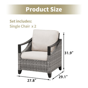 English Elm Outdoor Pe Wicker Lounge Chair Set of 2 with Deep Cushioned Seats for Patio Decks T3773P416068