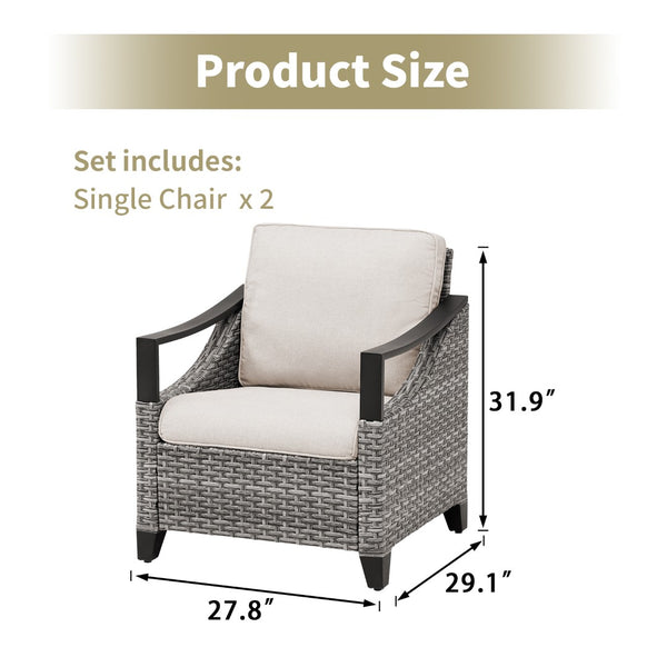 English Elm Outdoor Pe Wicker Lounge Chair Set of 2 with Deep Cushioned Seats for Patio Decks T3773P416068