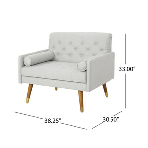 English Elm Club Chair Tufted Accent Seat with Bolster Pillows and Gold Splayed Legs for Living Room 63050.00LGRY