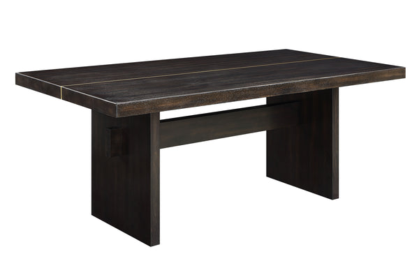 English Elm Jaramillo Rustic Espresso & Gold Dining Table - Weathered Composite Wood, Sturdy 100lb Fixed Top B2726P266493