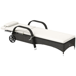 English Elm Outsunny Pe Rattan Outdoor Chaise Lounge with Wheels Cushion and Adjustable Recline W2225P485622