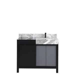 English Elm Black Bath Vanity With Castle Grey Marble Top, Gun Metal Faucet, Soft-Close Drawers & Storage Space B2731P261090