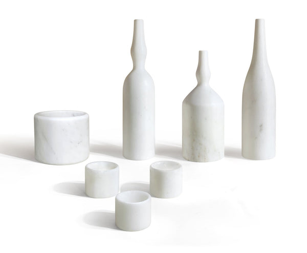 English Elm White Natural Marble Accessory Set - Luxury 7-Piece Collection For Stunning Living Room Décor W1696P262945-GIGA