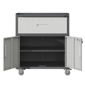 English Elm Sturdy Rolling Steel Garage Cabinet with Locking Doors One Drawer and Caster Wheels T2398P222833
