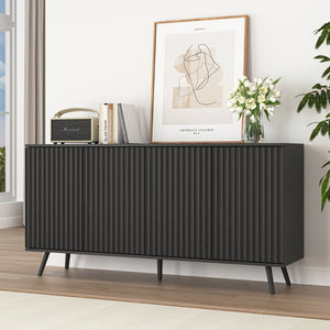 English Elm Sideboard Walnut Credenza with Hexagonal Doors and Adjustable Shelves for Dining Areas W409P327405