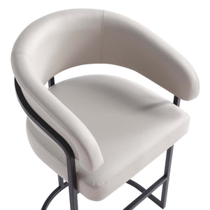 English Elm Augusta Modern Leatherette Barstool with Geometric Metal Base, High-Density Foam, Commercial Grade durability LIGHT GREY B365P398064