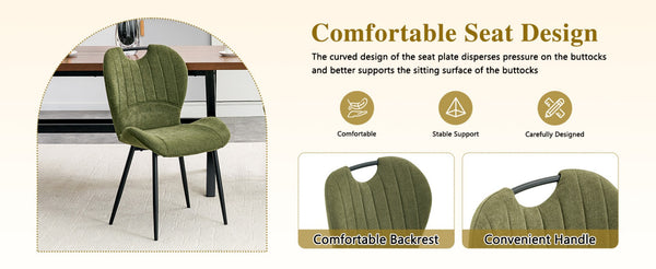 English Elm Set of 4 Olive Fabric Dining Chairs Ergonomic Cushion Black Steel Frame Modern Black+Green W1151P454883
