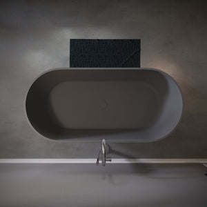 English Elm 63" Stone Resin Freestanding Soaking Tub Matte Sculpted Surface for Spa Bathroom W1920P410083