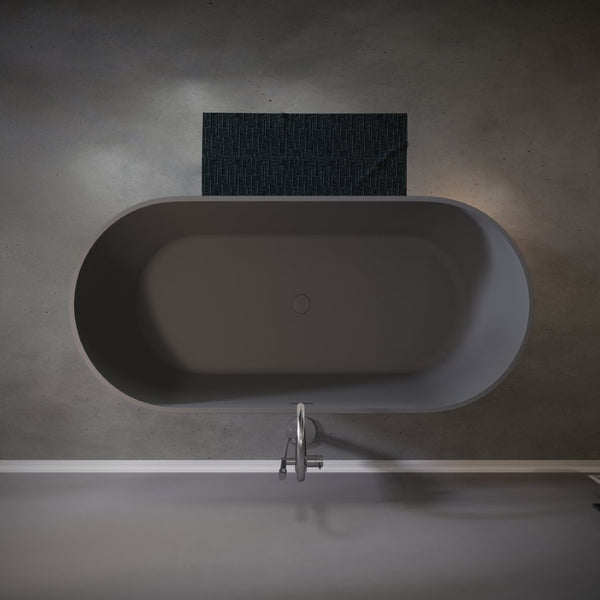 English Elm 63" Stone Resin Freestanding Soaking Tub Matte Sculpted Surface for Spa Bathroom W1920P410083