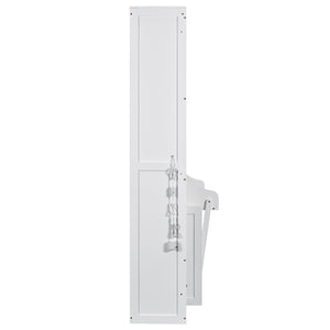 English Elm Queen Murphy Platform Bed with Foldaway Cabinet, Built-In LED, Side Cabinets & Drawers for Small Spaces White N7090002226K