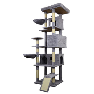 English Elm 71 Inch Floral Cat Tower with Condo Hammock Sisal Posts and Plush Perches for Large Breeds W243P326645