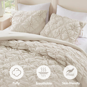 English Elm 3PCS King Comforter Set with Plush Microfiber Fill, Oversized 102"x88" Comforter and Shams Ivory 16.93 L x 12.99 W x 7.87 H B035P366533