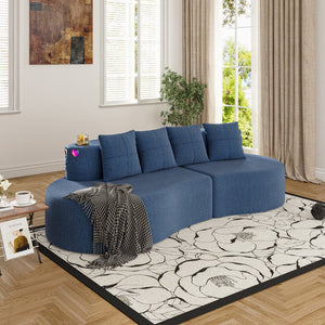 English Elm Modern Half Moon Chenille Sectional Three Seat Curved Sofa for Living Room or Apartment Navy W395P435340
