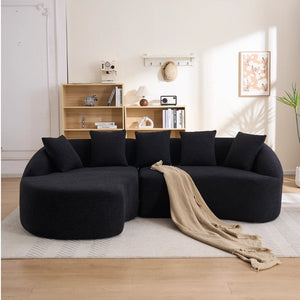 English Elm New Modular Chenille Sectional with Deep Curved Chaise and High-density Foam Seating W2231S00054