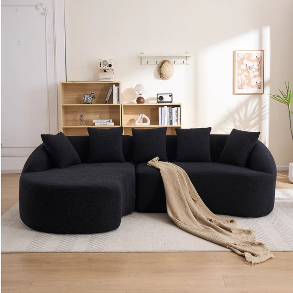 English Elm New Modular Chenille Sectional with Deep Curved Chaise and High-density Foam Seating W2231S00054