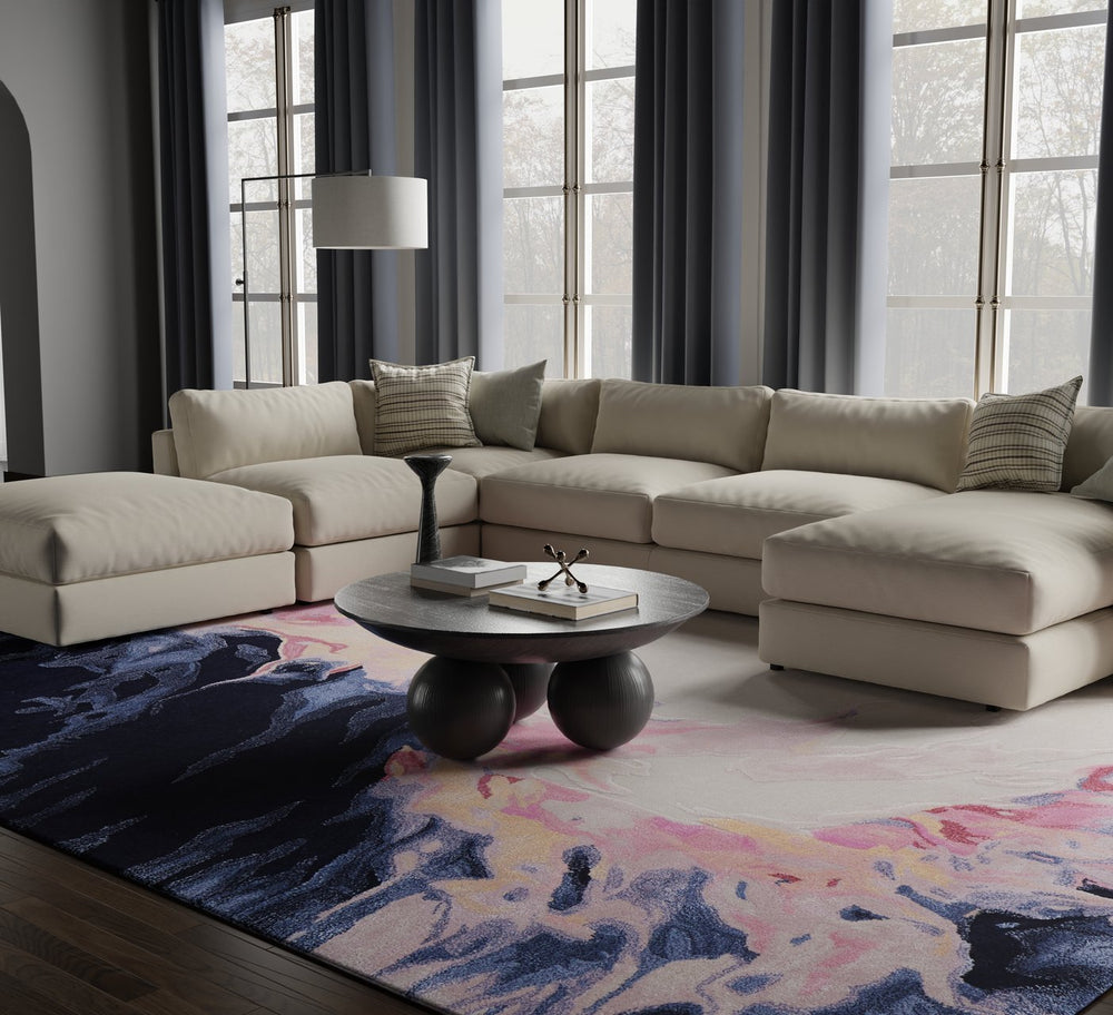 Feizy Rugs Kawai Hand-tufted Wool & Viscose Abstract Rug - Luxurious Medium Pile For Modern Sophistication Pink,Blue,Ivory Wool,Viscose Kaw8985fpnkmltp00