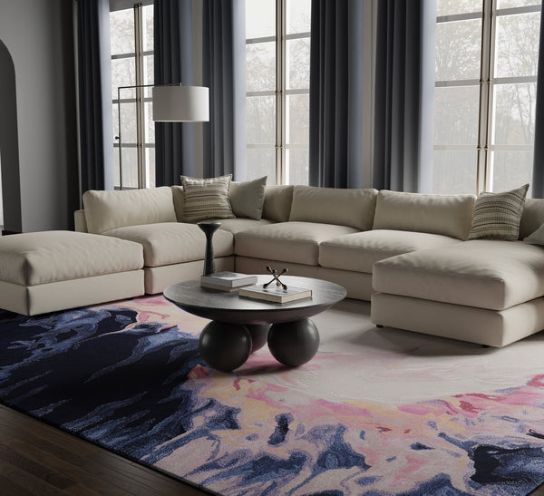 Feizy Rugs Kawai Hand-tufted Wool & Viscose Abstract Rug - Luxurious Medium Pile For Modern Sophistication Pink,Blue,Ivory Wool,Viscose Kaw8985fpnkmltp00