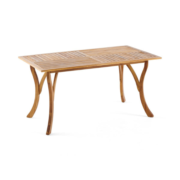 English Elm 7 Piece Outdoor Acacia Wood Dining Set Teak Finish Slatted Table Six Patio Chairs N773OD00146T