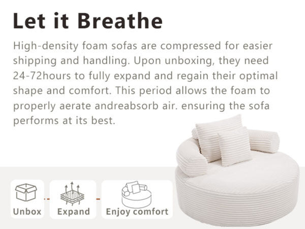 English Elm Round Cloud Sofa Bed with Memory Foam Fill Convertible Sectional for Living Spaces W3224P444275