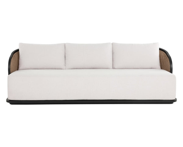 Sunpan BORA Sofa - Luxurious Louis Cream Outdoor Seat with Elegant Wicker Design & Weather-Resistant Comfort 111864V