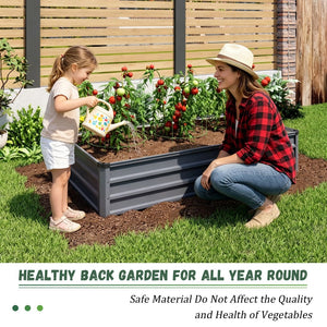 English Elm 6x3x1ft Galvanized Steel Raised Garden Bed Rust Proof Outdoor Planter for Vegetables W3213P464139