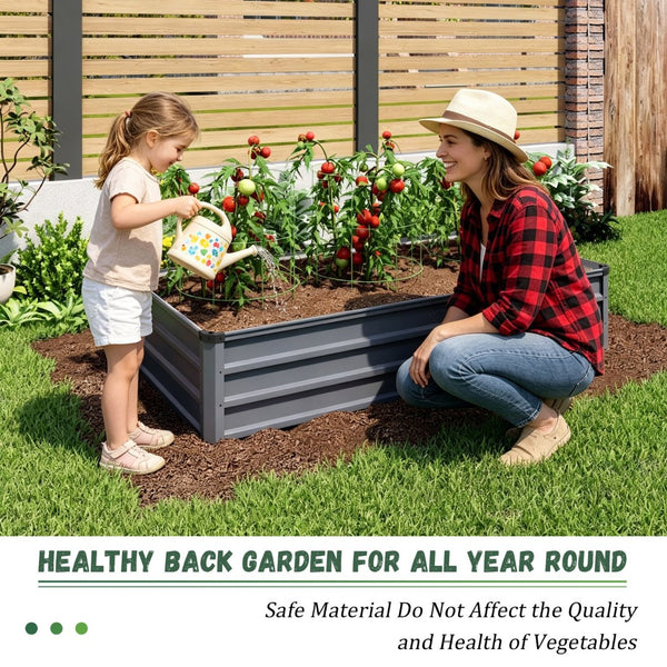 English Elm 6x3x1ft Galvanized Steel Raised Garden Bed Rust Proof Outdoor Planter for Vegetables W3213P464139