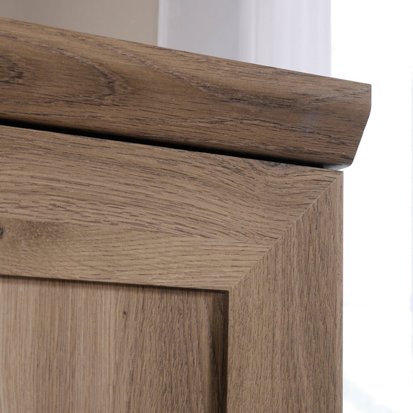 English Elm Wardrobe/Storage Brown Finish Engineered Wood Closet with Adjustable Shelves, Rod & Smooth Drawer (71.3") B356P402764
